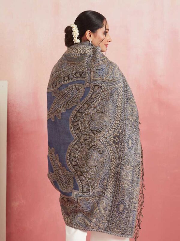Paisley Wool Jacqaurd Shawl - Heavy Weave