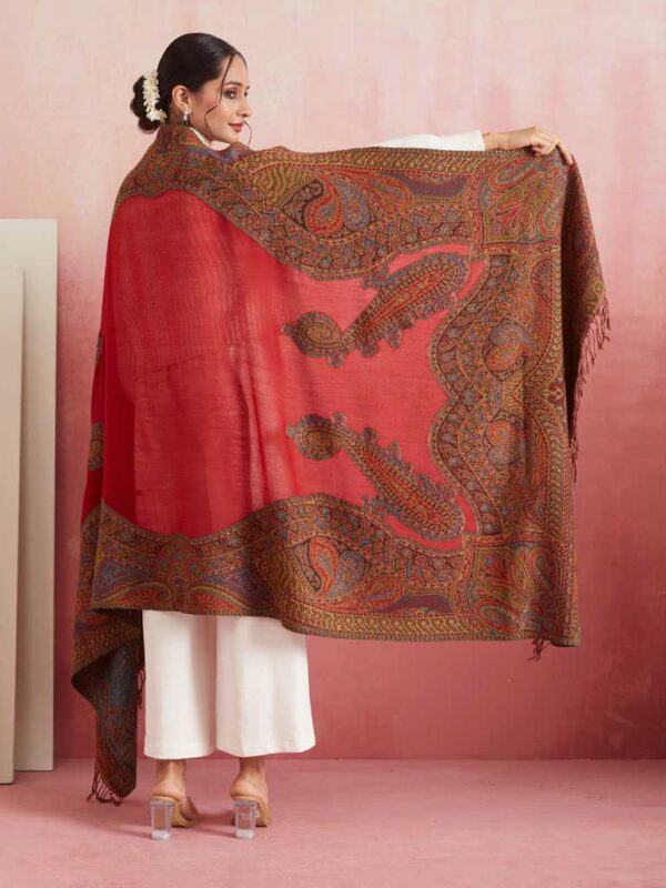 Paisley Wool Jacqaurd Shawl - Heavy Weave