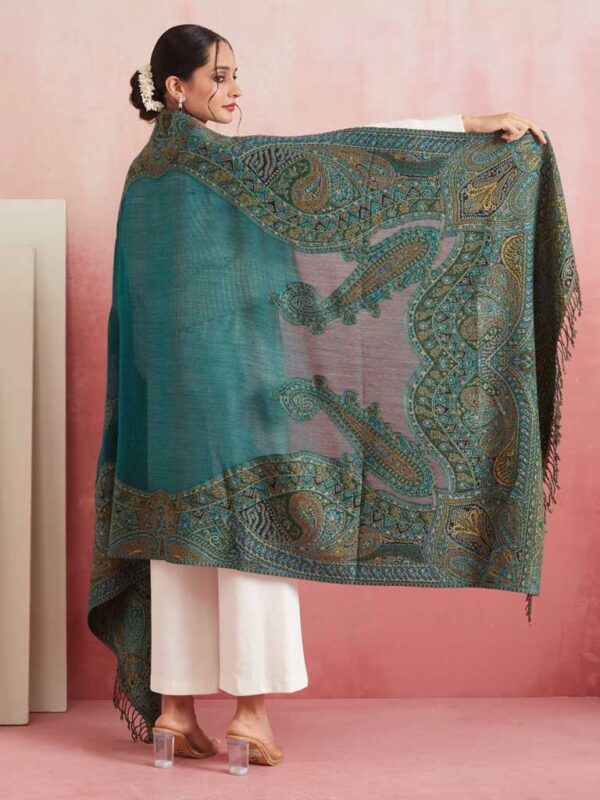 Paisley Wool Jacqaurd Shawl - Heavy Weave