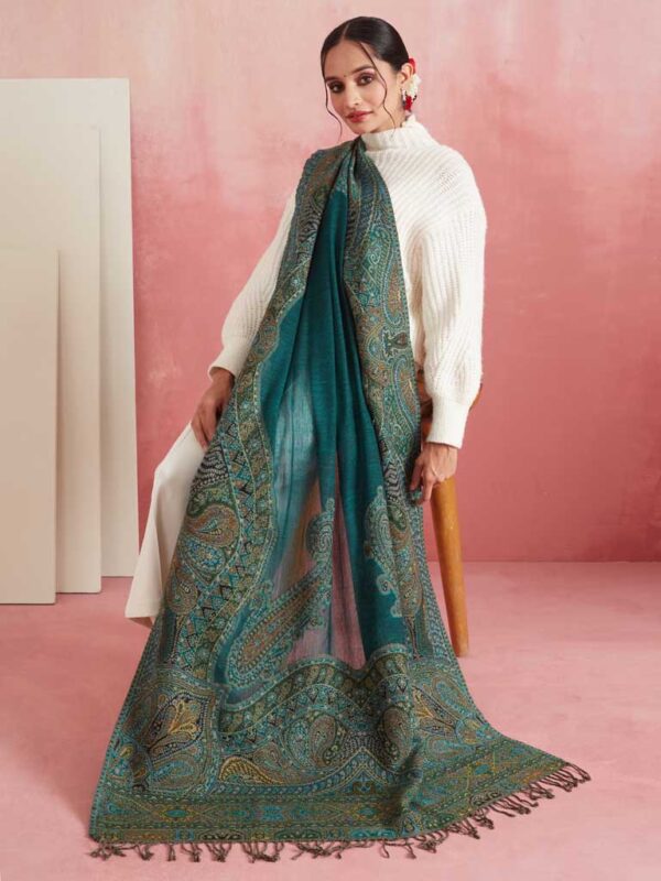 Paisley Wool Jacqaurd Shawl - Heavy Weave