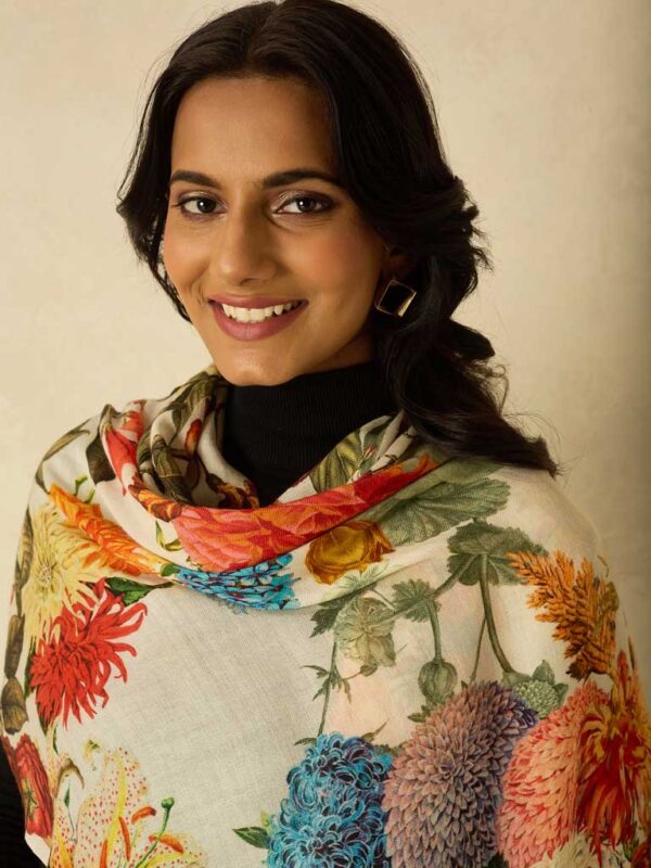 Botanical Wool Print Scarf