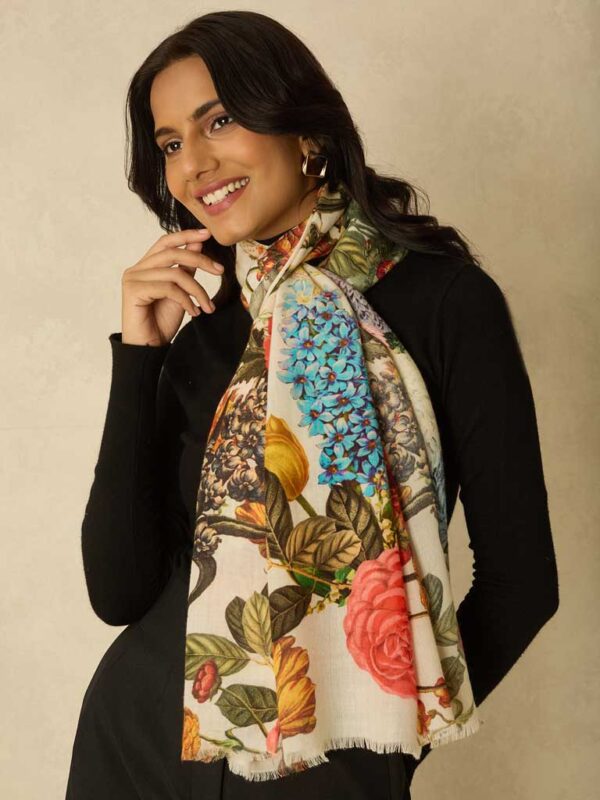 Botanical Wool Print Scarf