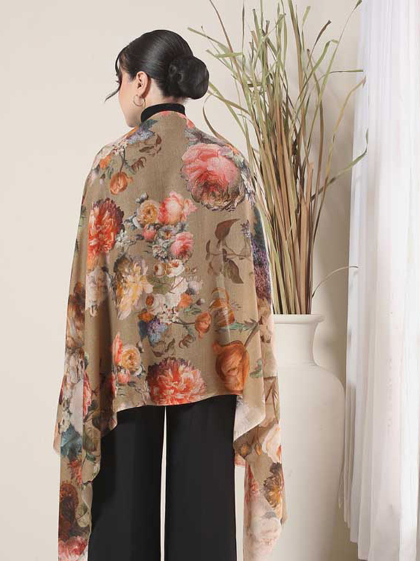 Botanical Wool Print Scarf