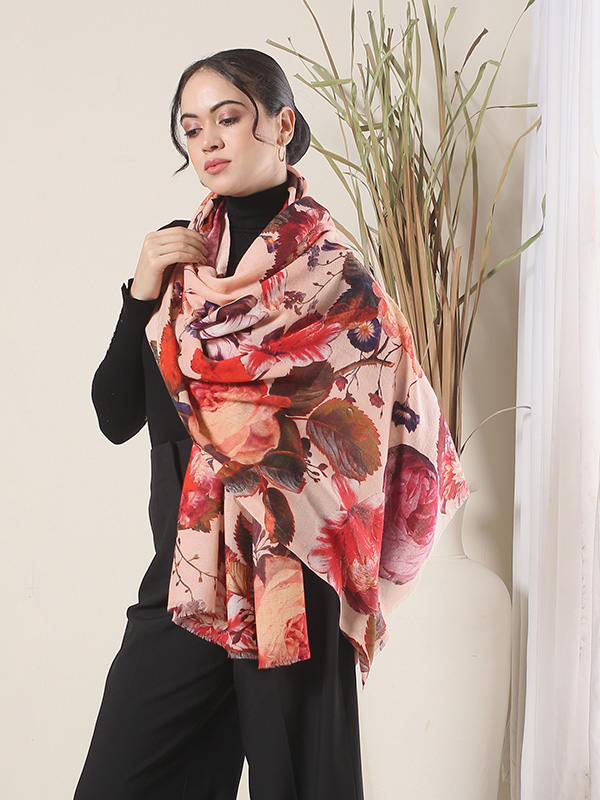 Botanical Wool Print Scarf