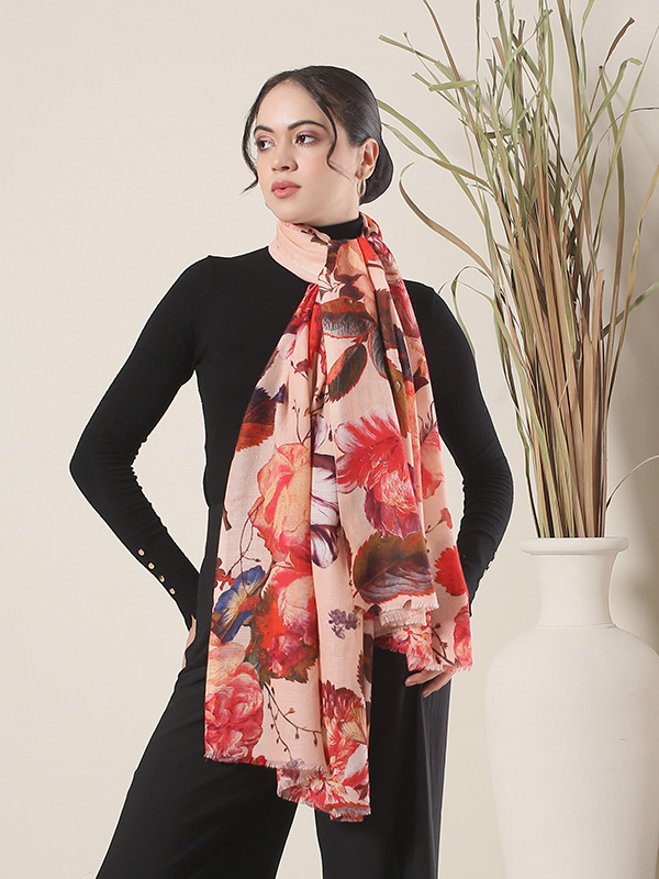 Botanical Wool Print Scarf