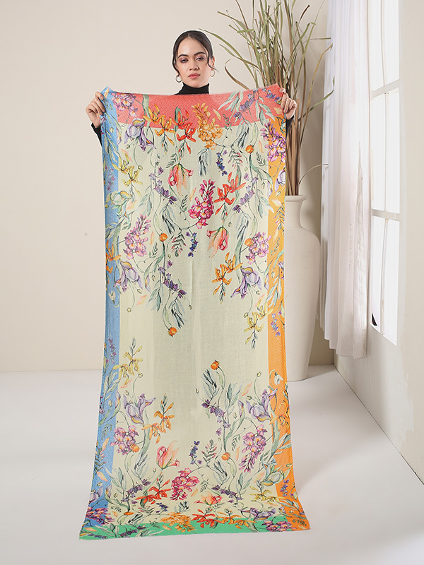 Botanical Wool Print Scarf