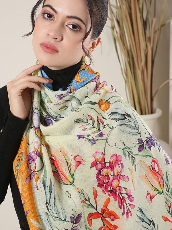 Botanical Wool Print Scarf
