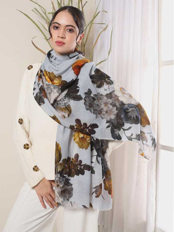 Botanical Wool Print Scarf