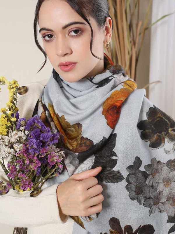 Botanical Wool Print Scarf