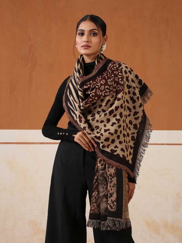 Animal Weave Cotton Wool Scarf