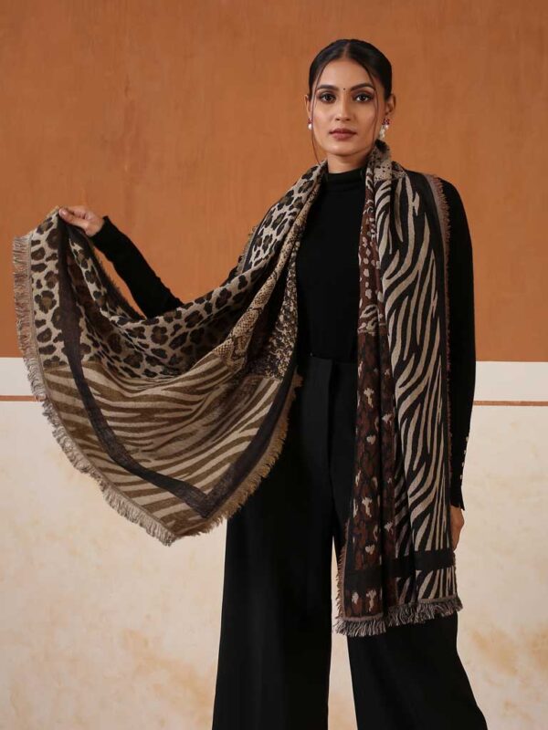 Animal Weave Cotton Wool Scarf