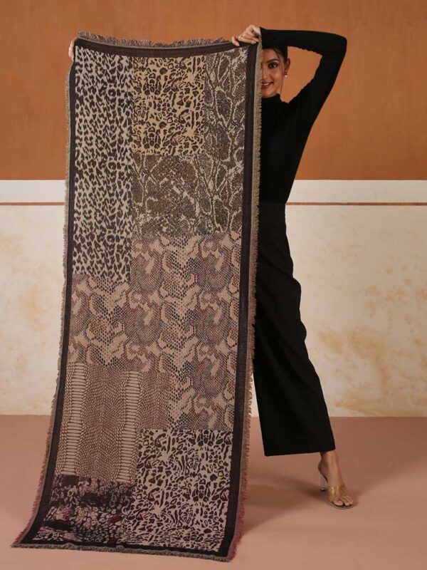 Animal Weave Cotton Wool Scarf