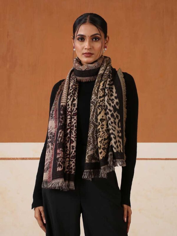 Animal Weave Cotton Wool Scarf