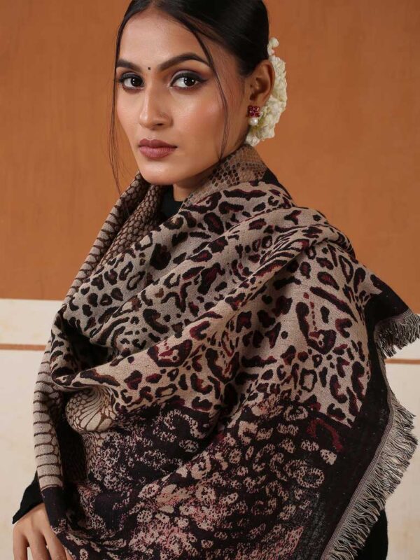 Animal Weave Cotton Wool Scarf