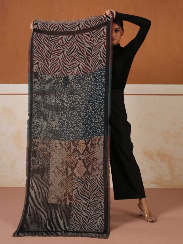 Animal Weave Cotton Wool Scarf