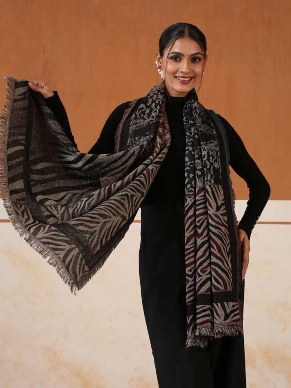 Animal Weave Cotton Wool Scarf