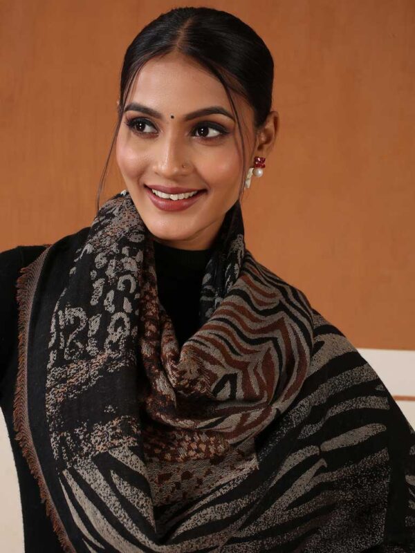 Animal Weave Cotton Wool Scarf