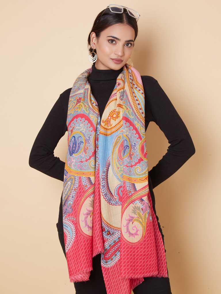 Paisley Print Wool Scarf