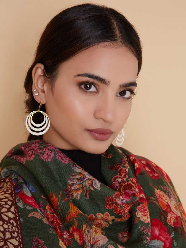 Floral Print Wool Scarf