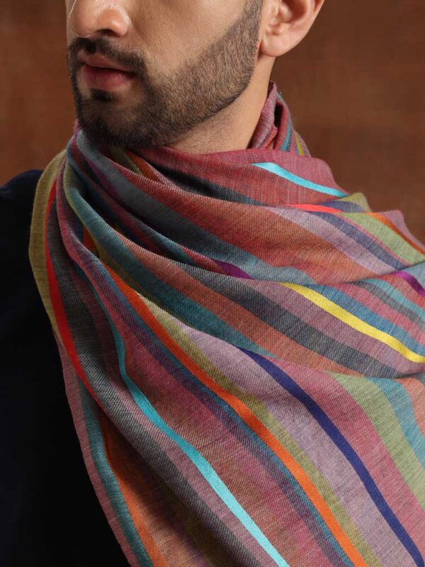 Stripes Wool Silk Scarf Unisex