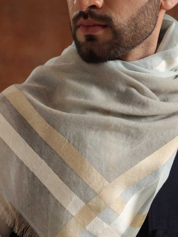 Wool Silk Checks Scarf Unisex