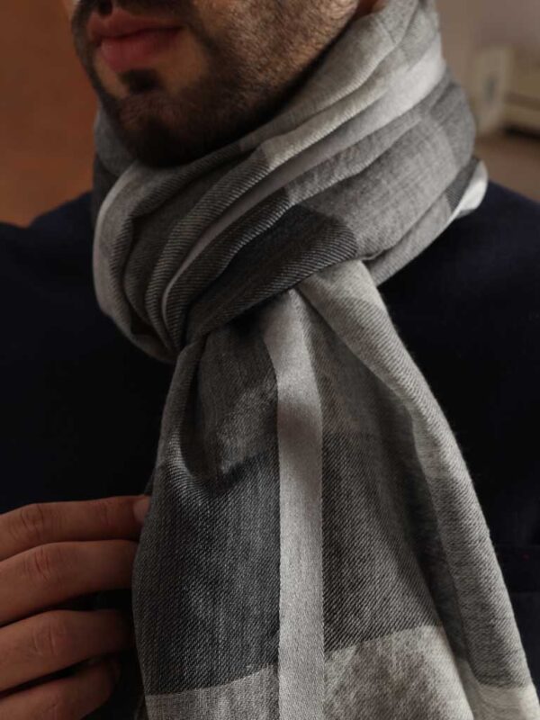 Wool Silk Checks Scarf Unisex