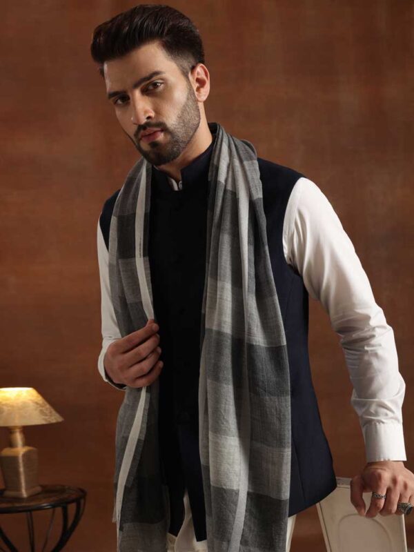 Wool Silk Checks Scarf Unisex