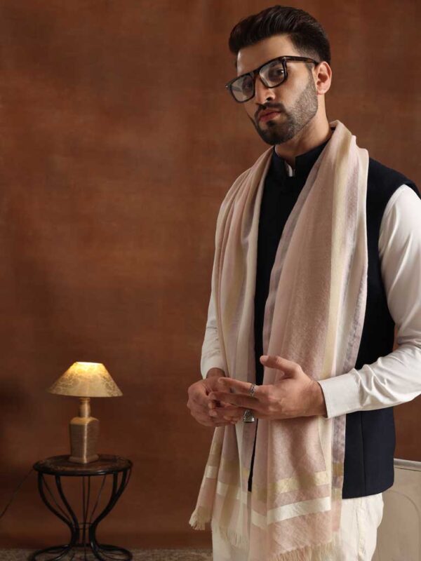 Stripes Wool Silk Scarf Unisex