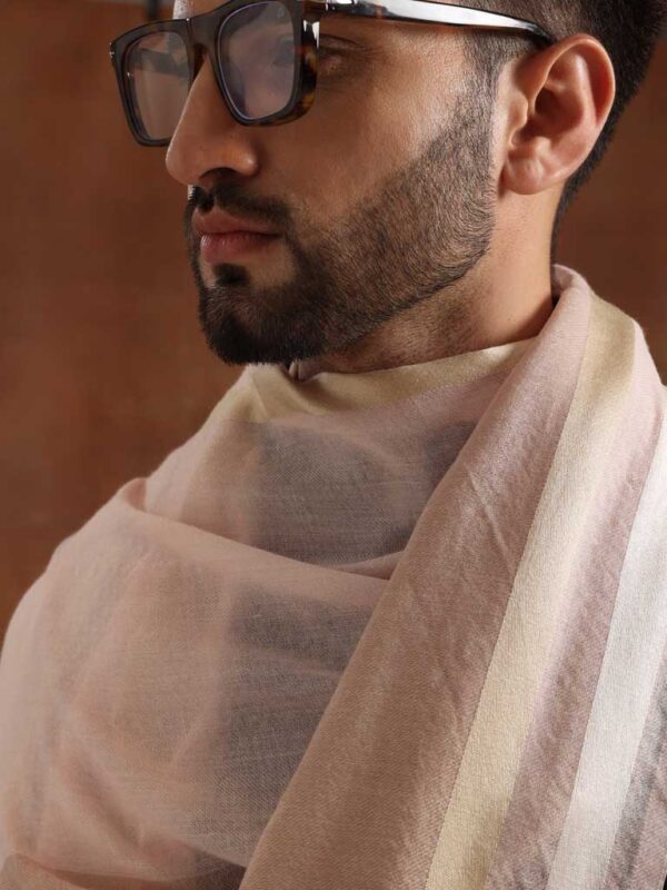 Stripes Wool Silk Scarf Unisex