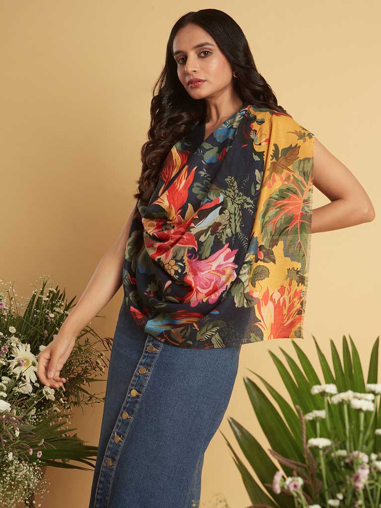 Interflora Print Wool Scarf