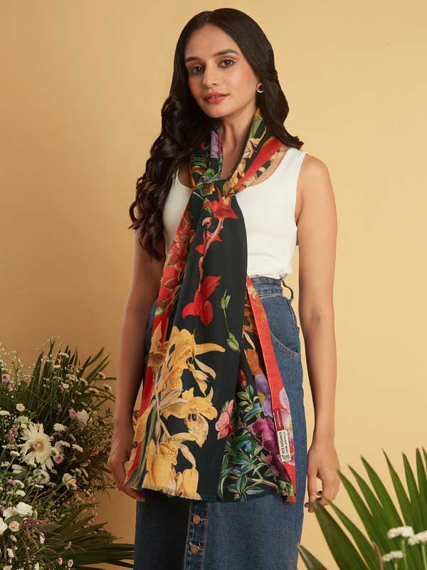 Interflora Print Wool Scarf