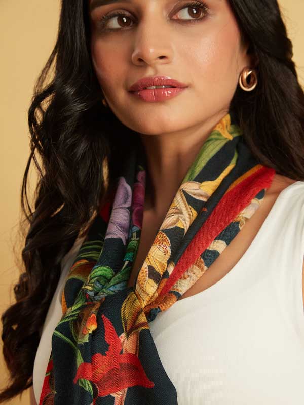 Interflora Print Wool Scarf