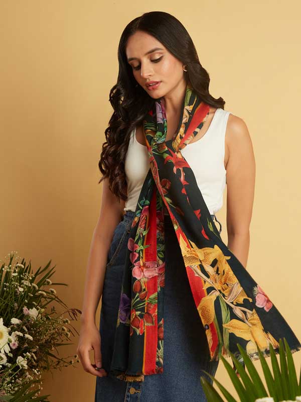 Interflora Print Wool Scarf