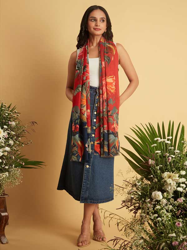 Interflora Print Wool Scarf