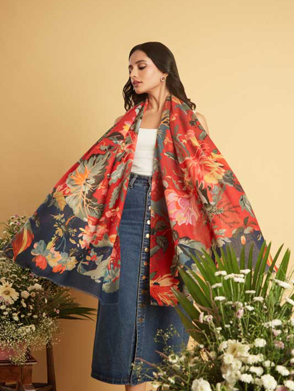 Interflora Print Wool Scarf