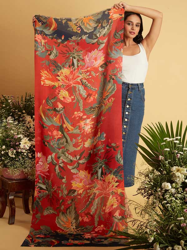 Interflora Print Wool Scarf
