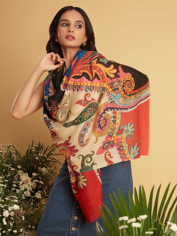 Paisley Print Wool Scarf
