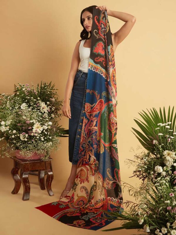 Paisley Print Wool Scarf