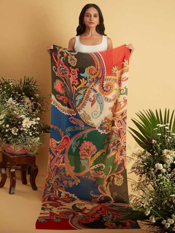 Paisley Print Wool Scarf