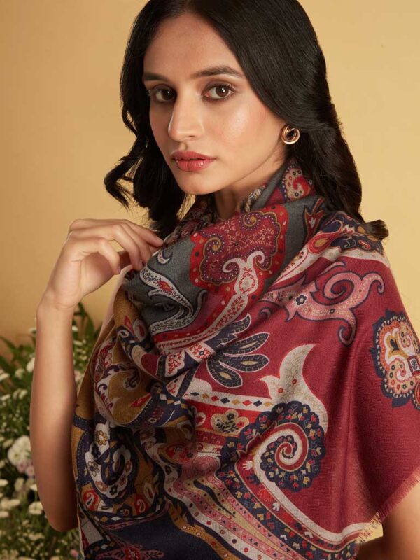 Paisley Print Wool Scarf