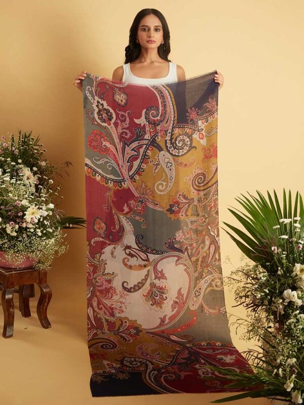Paisley Print Wool Scarf