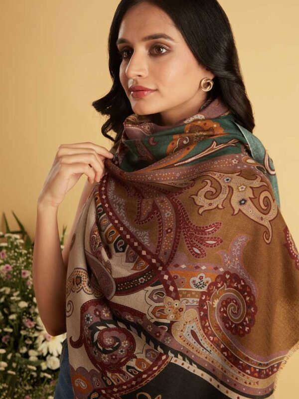 Paisley Print Wool Scarf