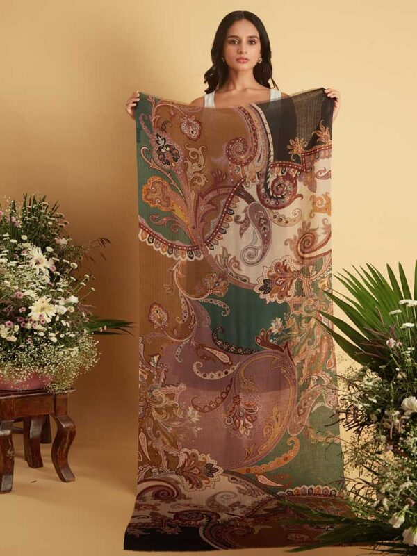 Paisley Print Wool Scarf
