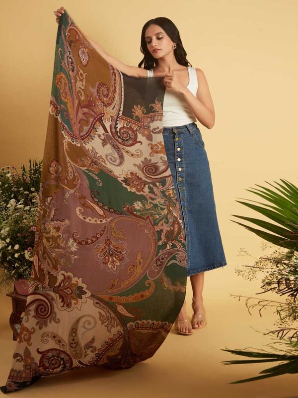 Paisley Print Wool Scarf