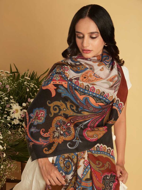 Paisley Print Wool Scarf