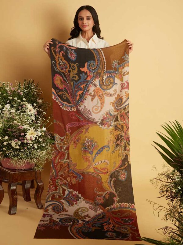 Paisley Print Wool Scarf