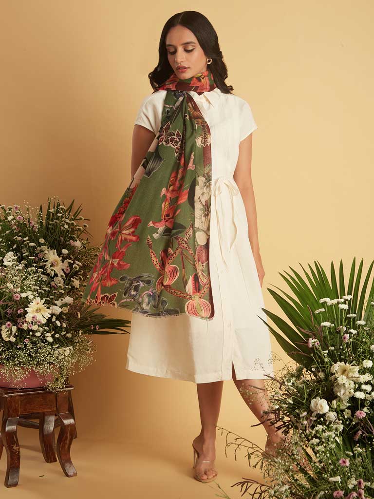 Interflora Print Wool Scarf
