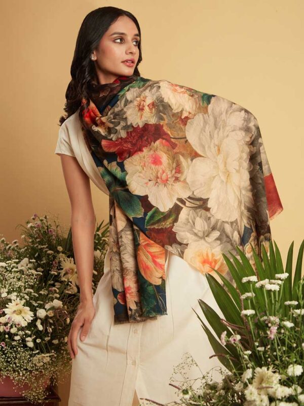 Interflora Print Wool Scarf