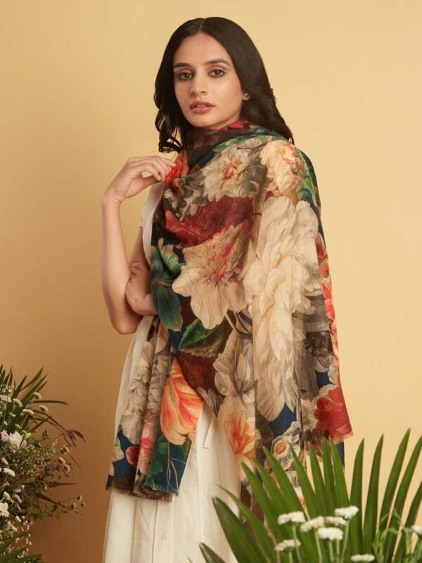 Interflora Print Wool Scarf