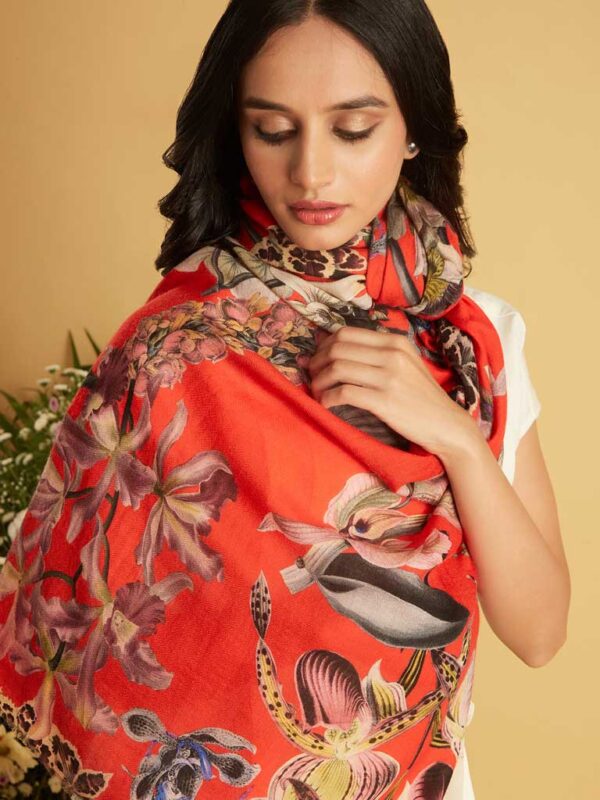 Interflora Print Wool Scarf